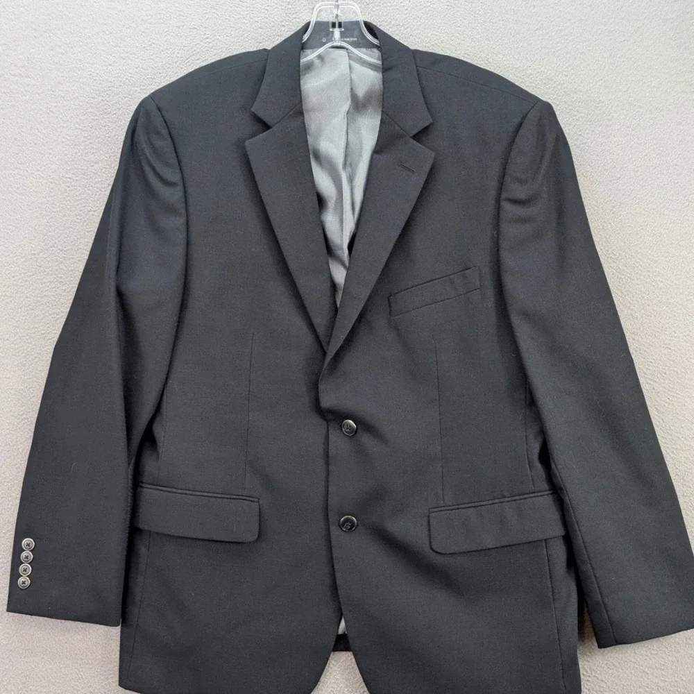 Pronto Uomo Blazer Jacket Mens 43R Black Wool Blend Two Button‎ Corpcore Formal